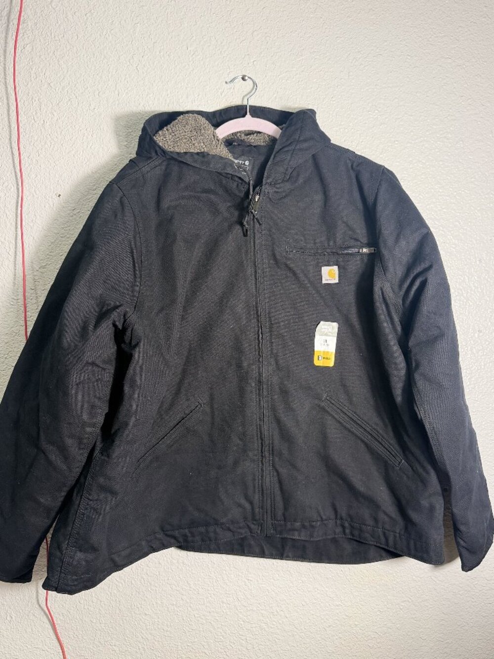 Carhartt Loose Fit Washed Duck Sherpa Lined Hooded Jacket Black Women's 2X NWT